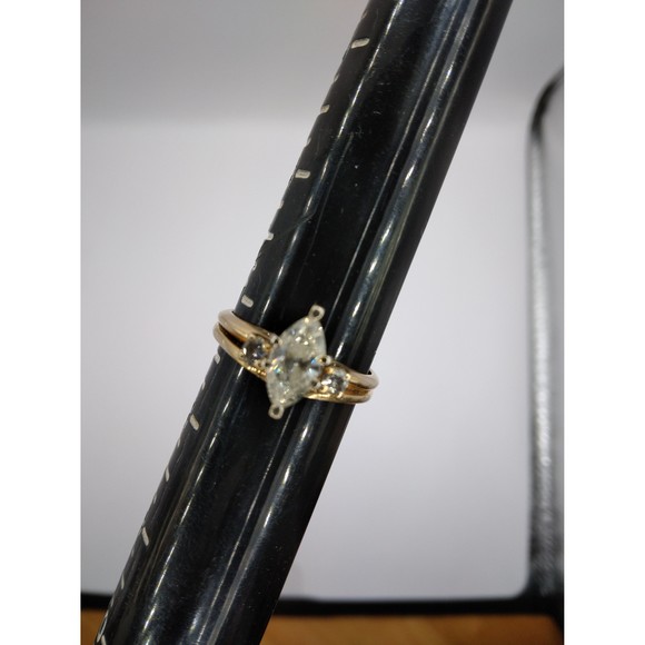 14kt Gold Marquise Diamond Engagement Ring - Picture 7 of 10